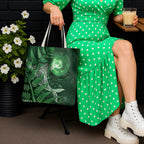 New Zealand Matariki Tote Bag Maori Koru With Humpback Whale Green