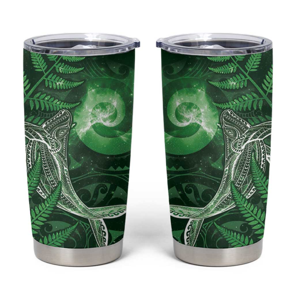 New Zealand Matariki Tumbler Cup Maori Koru With Humpback Whale Green