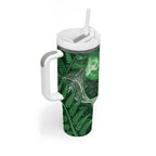 New Zealand Matariki Tumbler With Handle Maori Koru With Humpback Whale Green
