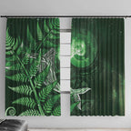 New Zealand Matariki Window Curtain Maori Koru With Humpback Whale Green