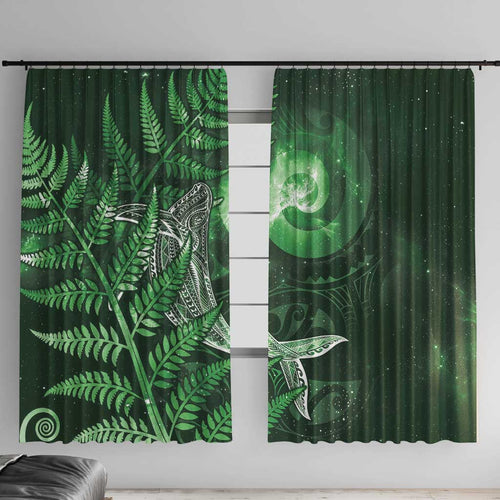 New Zealand Matariki Window Curtain Maori Koru With Humpback Whale Green