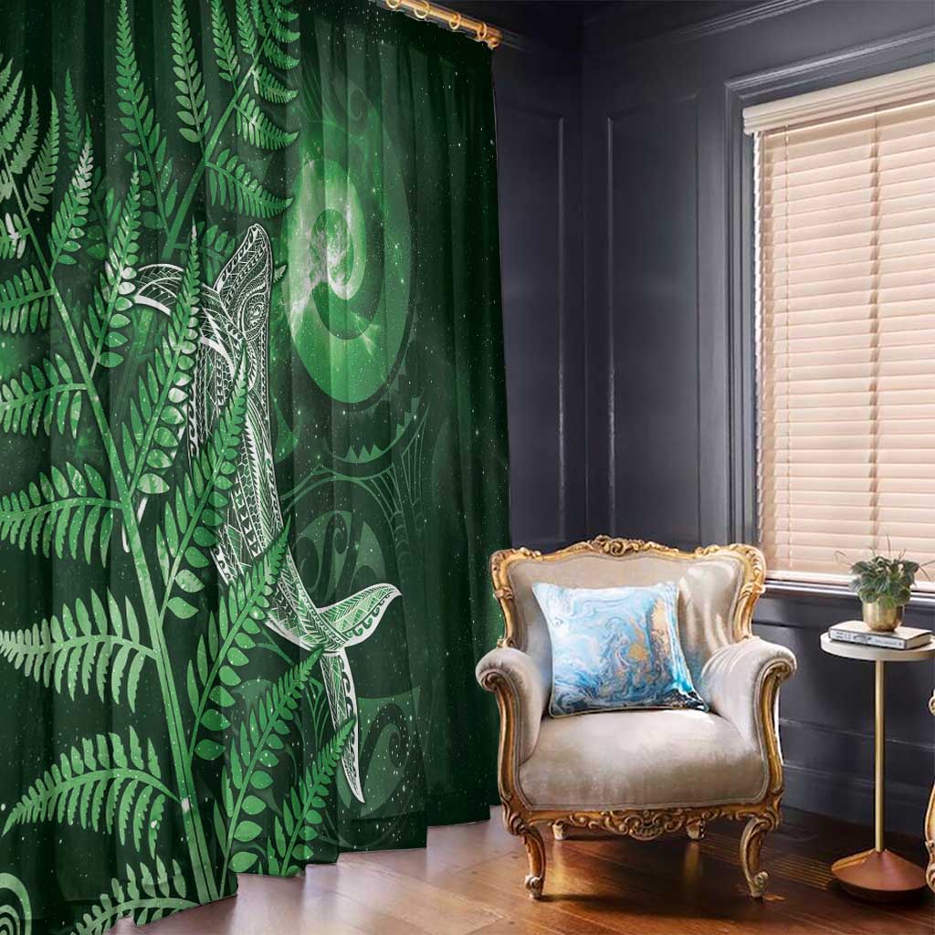 New Zealand Matariki Window Curtain Maori Koru With Humpback Whale Green