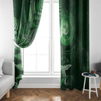 New Zealand Matariki Window Curtain Maori Koru With Humpback Whale Green