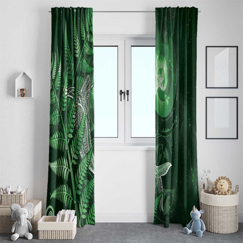 New Zealand Matariki Window Curtain Maori Koru With Humpback Whale Green