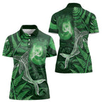 New Zealand Matariki Women Polo Shirt Maori Koru With Humpback Whale Green