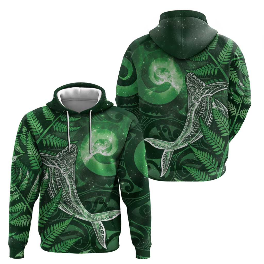 New Zealand Matariki Zip Hoodie Maori Koru With Humpback Whale Green