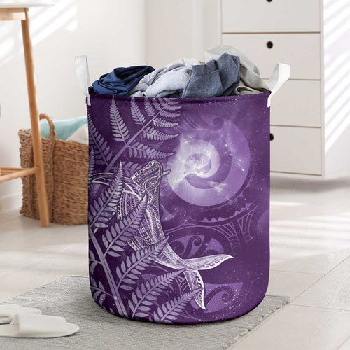 New Zealand Matariki Laundry Basket Maori Koru With Humpback Whale Purple