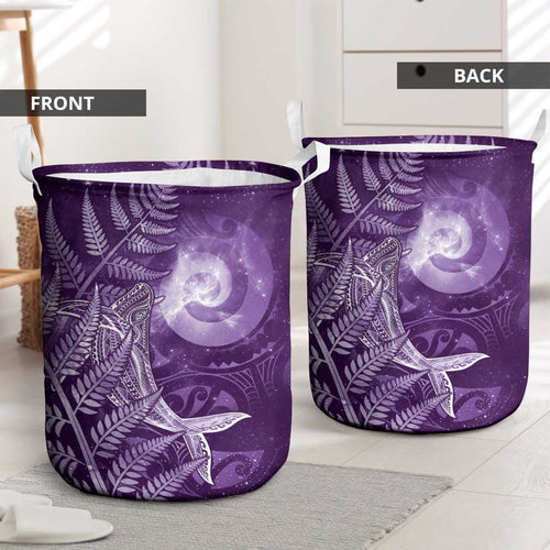 New Zealand Matariki Laundry Basket Maori Koru With Humpback Whale Purple