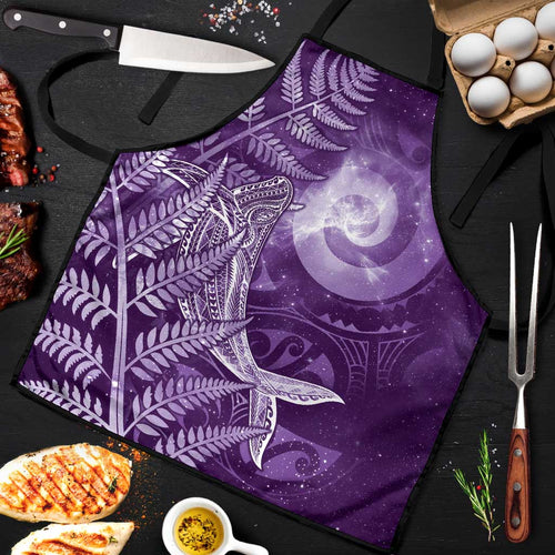 New Zealand Matariki Apron Maori Koru With Humpback Whale Purple