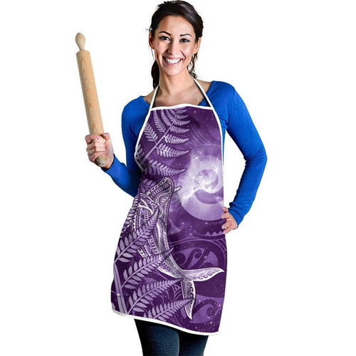 New Zealand Matariki Apron Maori Koru With Humpback Whale Purple