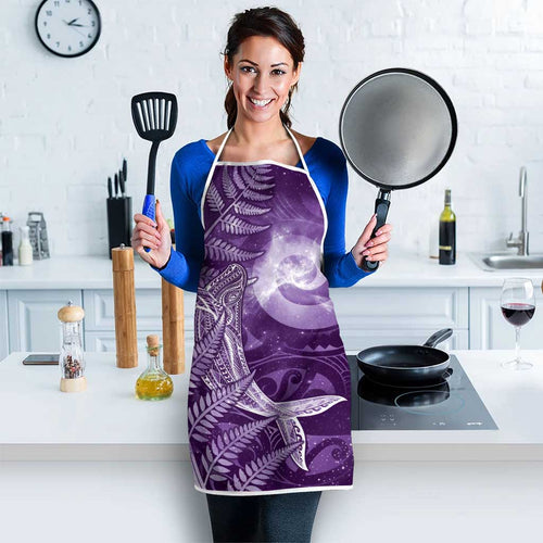 New Zealand Matariki Apron Maori Koru With Humpback Whale Purple