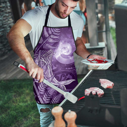 New Zealand Matariki Apron Maori Koru With Humpback Whale Purple