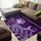 New Zealand Matariki Area Rug Maori Koru With Humpback Whale Purple