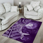 New Zealand Matariki Area Rug Maori Koru With Humpback Whale Purple