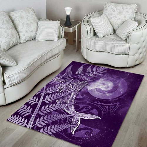 New Zealand Matariki Area Rug Maori Koru With Humpback Whale Purple