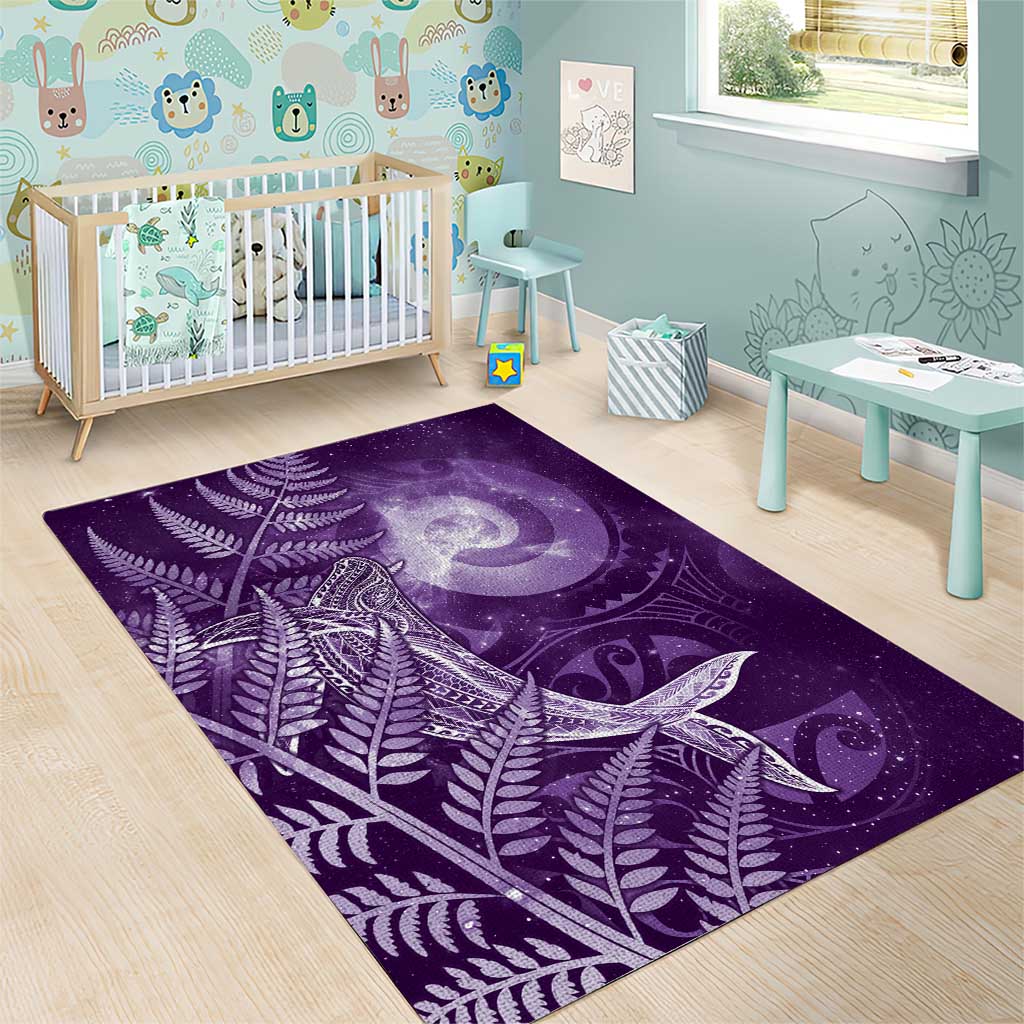 New Zealand Matariki Area Rug Maori Koru With Humpback Whale Purple