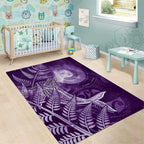 New Zealand Matariki Area Rug Maori Koru With Humpback Whale Purple