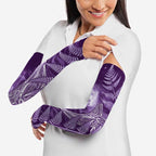 New Zealand Matariki Arm Sleeves Maori Koru With Humpback Whale Purple