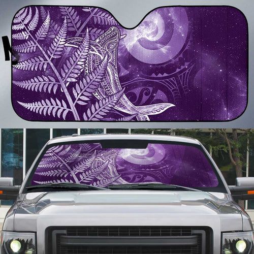 New Zealand Matariki Auto Sun Shade Maori Koru With Humpback Whale Purple