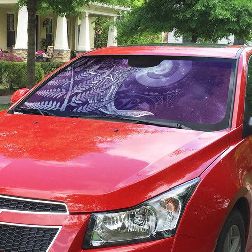 New Zealand Matariki Auto Sun Shade Maori Koru With Humpback Whale Purple