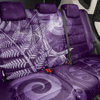 New Zealand Matariki Back Car Seat Cover Maori Koru With Humpback Whale Purple