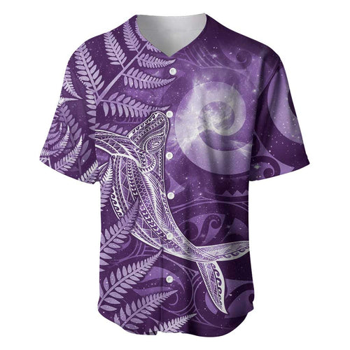 New Zealand Matariki Baseball Jersey Maori Koru With Humpback Whale Purple