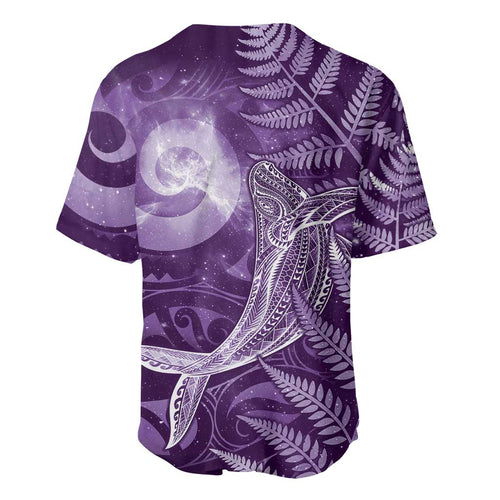 New Zealand Matariki Baseball Jersey Maori Koru With Humpback Whale Purple