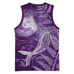 New Zealand Matariki Basketball Jersey Maori Koru With Humpback Whale Purple