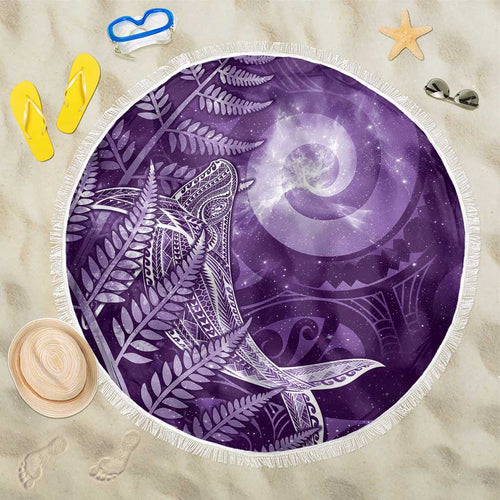 New Zealand Matariki Beach Blanket Maori Koru With Humpback Whale Purple