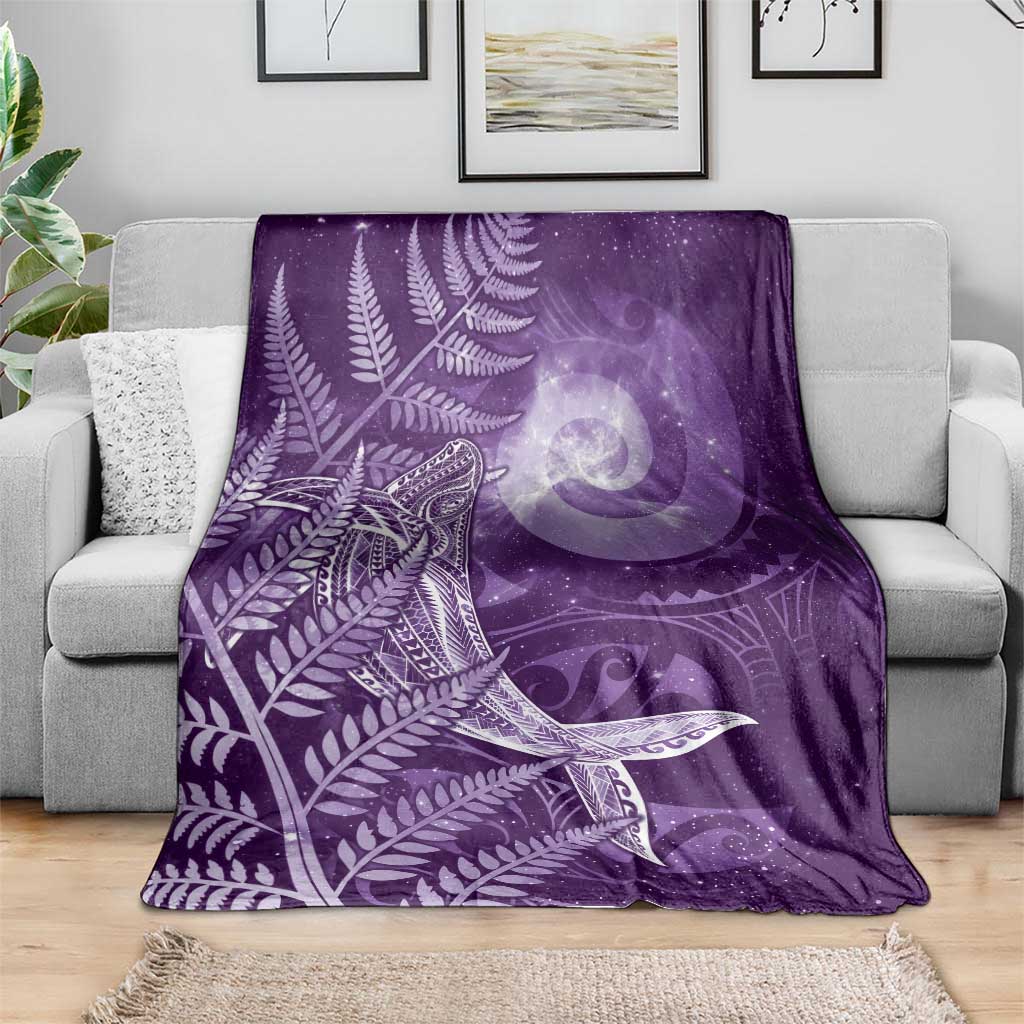 New Zealand Matariki Blanket Maori Koru With Humpback Whale Purple