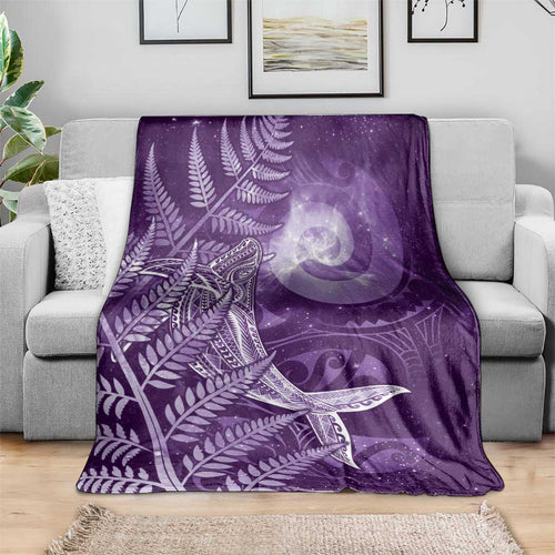 New Zealand Matariki Blanket Maori Koru With Humpback Whale Purple