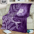 New Zealand Matariki Blanket Maori Koru With Humpback Whale Purple