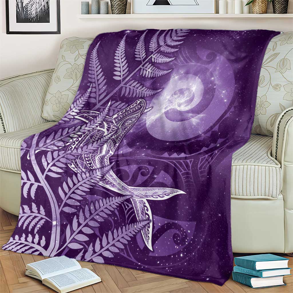 New Zealand Matariki Blanket Maori Koru With Humpback Whale Purple