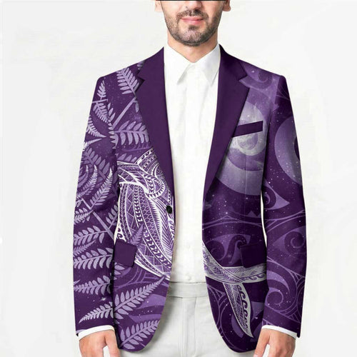 New Zealand Matariki Blazer Maori Koru With Humpback Whale Purple