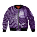 New Zealand Matariki Bomber Jacket Maori Koru With Humpback Whale Purple