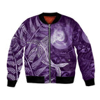 New Zealand Matariki Bomber Jacket Maori Koru With Humpback Whale Purple