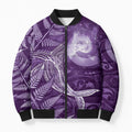 New Zealand Matariki Bomber Puffer Jacket Maori Koru With Humpback Whale Purple
