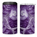 New Zealand Matariki 4 in 1 Can Cooler Tumbler Maori Koru With Humpback Whale Purple