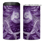 New Zealand Matariki 4 in 1 Can Cooler Tumbler Maori Koru With Humpback Whale Purple
