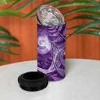 New Zealand Matariki 4 in 1 Can Cooler Tumbler Maori Koru With Humpback Whale Purple