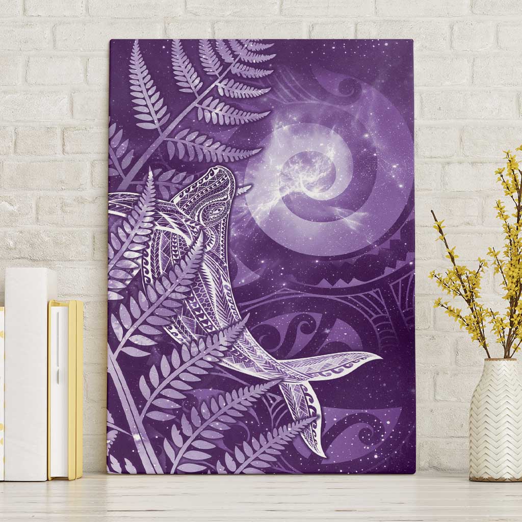 New Zealand Matariki Canvas Wall Art Maori Koru With Humpback Whale Purple