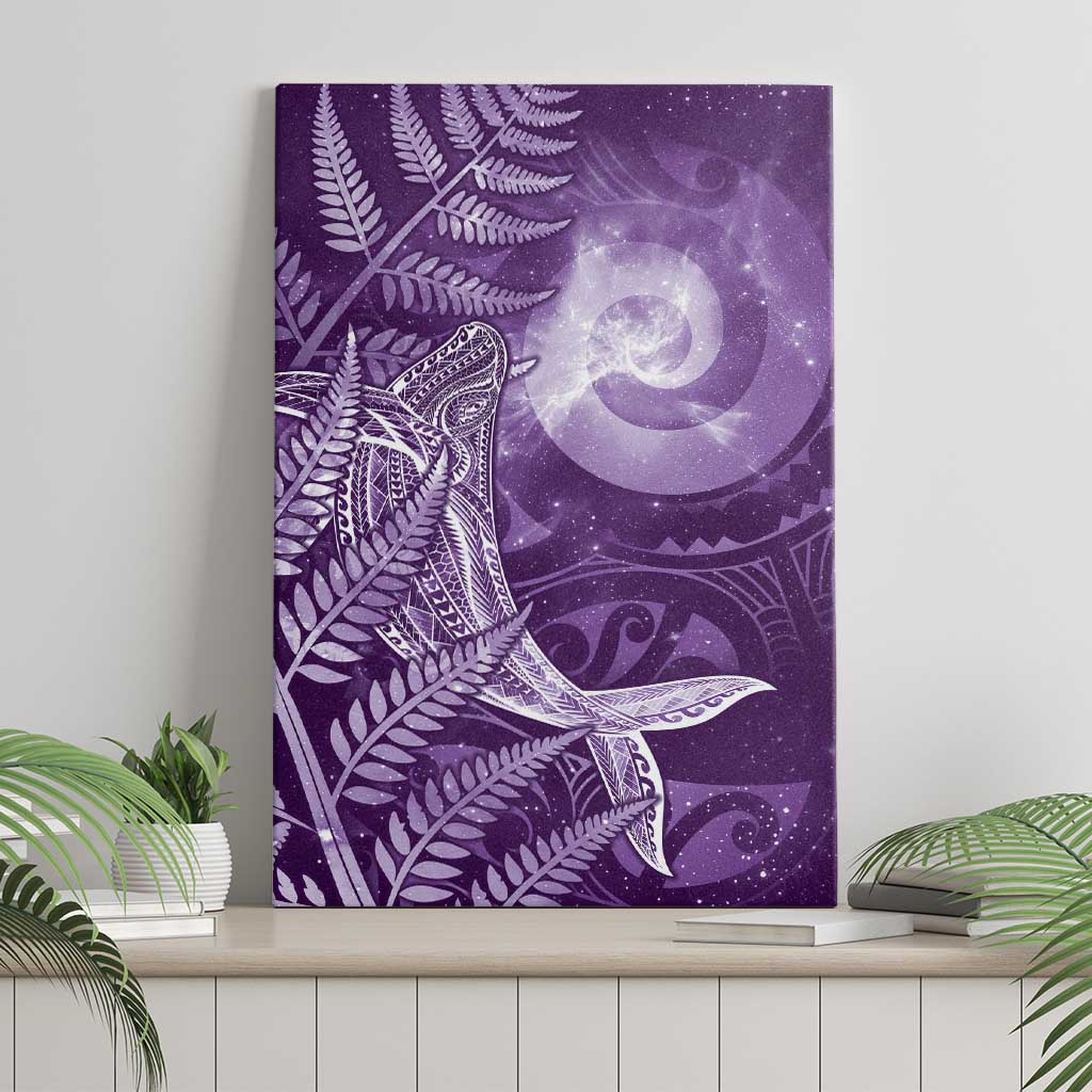New Zealand Matariki Canvas Wall Art Maori Koru With Humpback Whale Purple