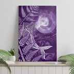 New Zealand Matariki Canvas Wall Art Maori Koru With Humpback Whale Purple