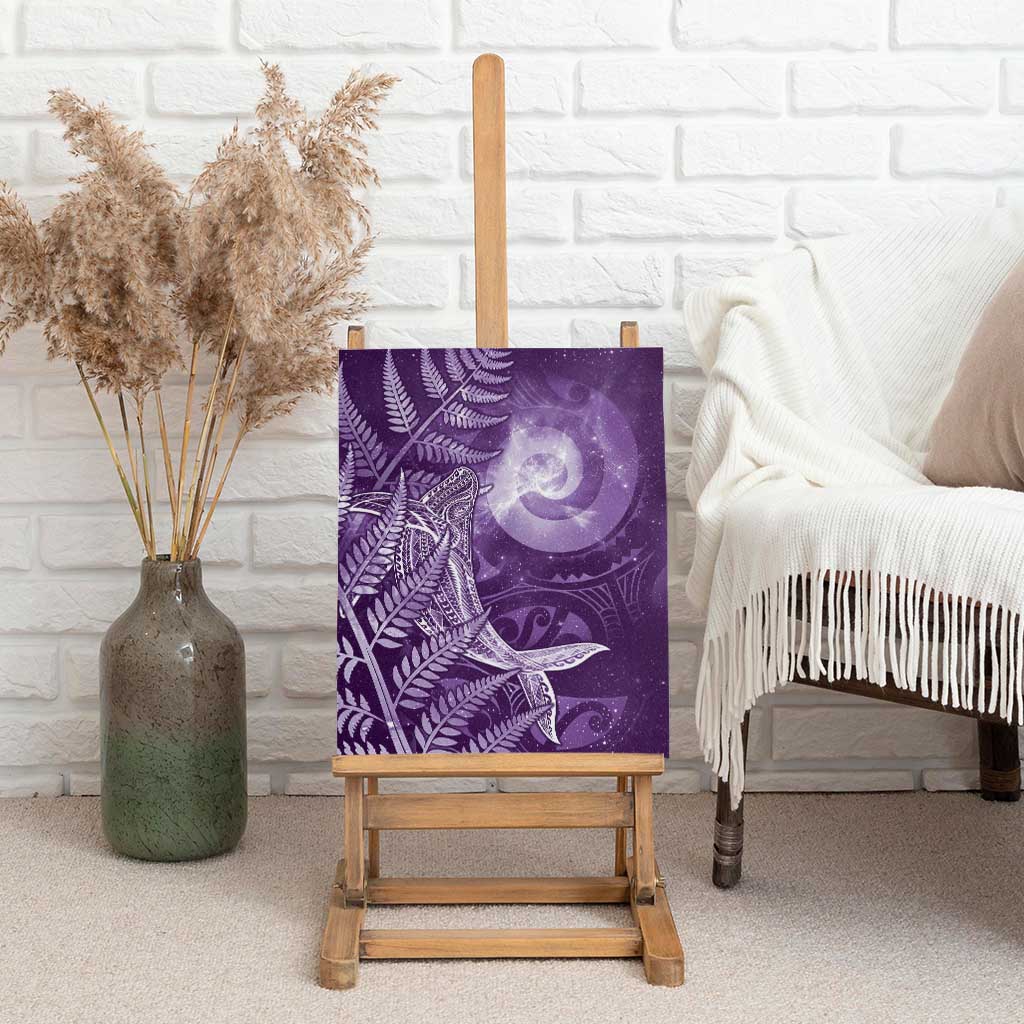 New Zealand Matariki Canvas Wall Art Maori Koru With Humpback Whale Purple