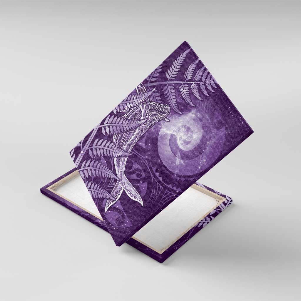 New Zealand Matariki Canvas Wall Art Maori Koru With Humpback Whale Purple