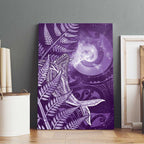 New Zealand Matariki Canvas Wall Art Maori Koru With Humpback Whale Purple