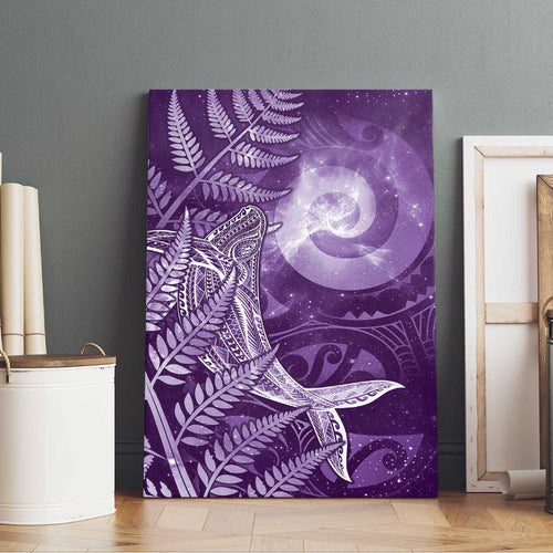 New Zealand Matariki Canvas Wall Art Maori Koru With Humpback Whale Purple