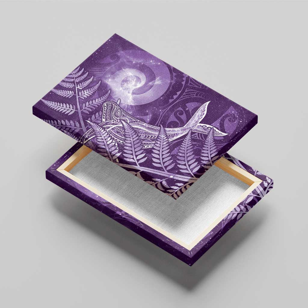 New Zealand Matariki Canvas Wall Art Maori Koru With Humpback Whale Purple