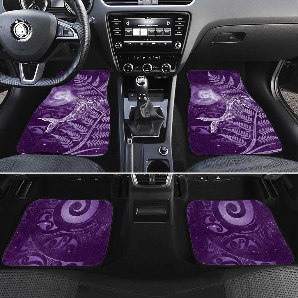 New Zealand Matariki Car Mats Maori Koru With Humpback Whale Purple