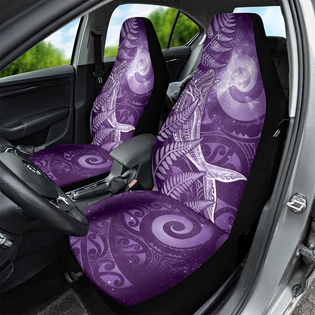New Zealand Matariki Car Seat Cover Maori Koru With Humpback Whale Purple